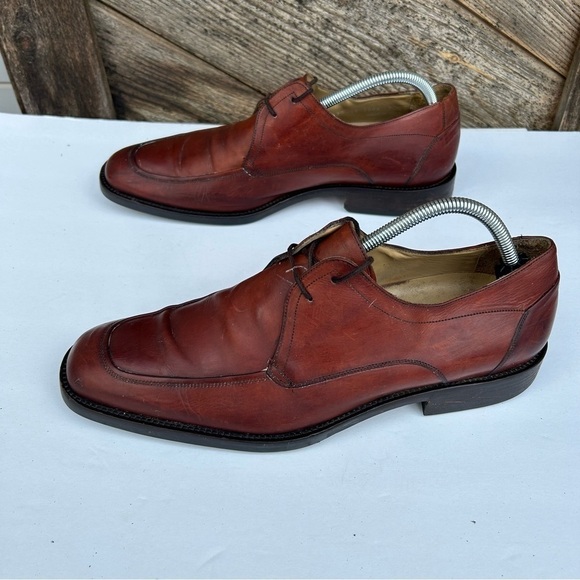 Johnston & Murphy Men's Size 9 M Brown Moc Toe Lace Up Leather Made in Italy - Picture 5 of 9